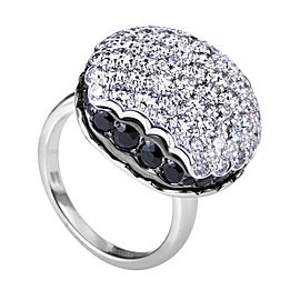 Boucheron White Large 18k Gold Macaron Black Sapphire Diamond Ring