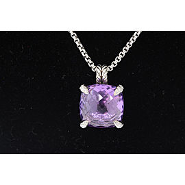 David Yurman Chatelaine Sterling Silver Amethyst, Diamond Pendant