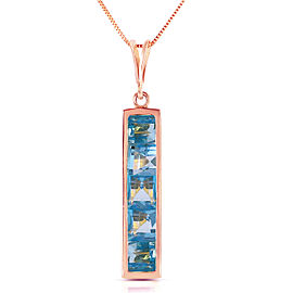 14K Solid Rose Gold Necklace with Natural Blue Topaz