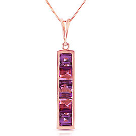 14K Solid Rose Gold Necklace with Natural Purple Amethysts