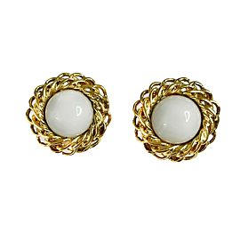 CHANEL Faux Gemstone and Chain Link Disc Clip-On Earrings - Gold Tone Clip-On