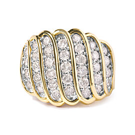 14K Yellow Gold Plated .925 Sterling Silver 2.00 Cttw Diamond Multi Row Band Ring (J-K Color, I1-I2 Clarity) - Ring Size 7