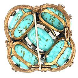 Chanel - Vintage 1960s Turquoise Pâte de Verre - Brooch *Rare*