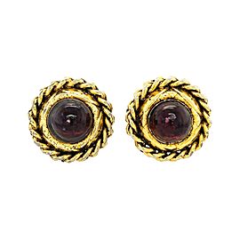 CHANEL - Vintage 1985 Clip On Gripoix Glass / Gold-Tone Red Earrings