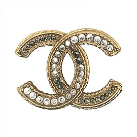 CHANEL -16V Clear and Grey Strass CC Logo - Clear / Grey / Gold Brooch