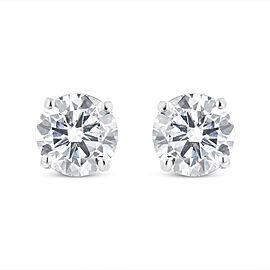 True 14K White Gold 3.0 Cttw 4-Prong Set Brilliant Round-Cut Solitaire Lab Grown Diamond Screwback Stud Earrings (G-H Color, VS2-SI1 Clarity)