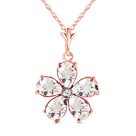 14K Solid Rose Gold Necklace withNatural Rose Topaz & Diamond