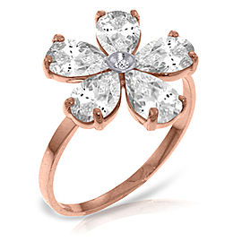 14K Solid Rose Gold Ring with Natural Diamond & Rose Topaz