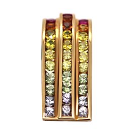 18k Yellow Gold Multi Colored Gemstone Pendant