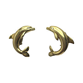 18K Yellow Gold & 0.04ct Diamond Dolphin Clip-On Earrings