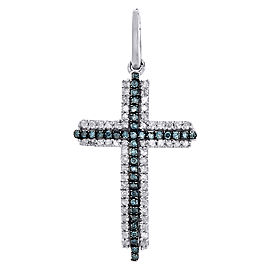 10K White Gold with 0.25ct Diamond Domed Cross Charm Pendant