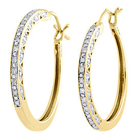 10K Yellow Gold with 0.17ct Round Diamond Hoops Hinged Earrings