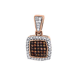 10K Rose Gold 0.15ct Round Red & White Diamond Square Pendant