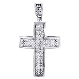 10K White Gold with 0.50ct Diamond Cross Domed Charm Pendant