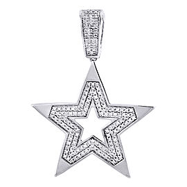 10K White Gold 0.59ct Diamond 5 Point Star Charm Pendant