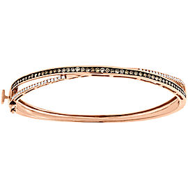 14K Rose Gold 1ct Brown & White Diamond Criss Cross Bangle Bracelet