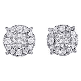 14K White Gold 0.25ct Princess Diamond Circle Stud Earrings