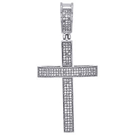 .925 Sterling Silver & 0.65ct Diamond Cross Domed Charm Pendant