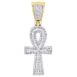 10K Yellow Gold with 0.50ct. Diamond Egyptian Ankh Cross Pendant