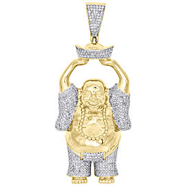 10K Yellow Gold with 1.63ct. Diamond Happy Lucky Hands Up Buddha Pendant