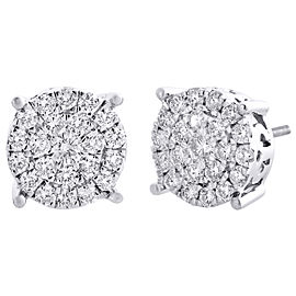 10K White Gold with 1.50ct Diamond Cluster Stud Earrings