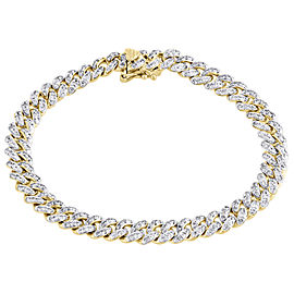 14K Yellow Gold 1.90ct Diamond Puffed Cuban Link Bracelet