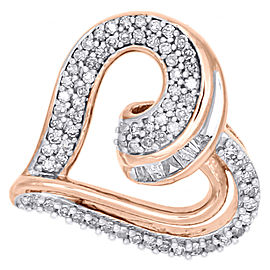 10K Rose Gold 0.25ct Baguette Diamond Heart Slide Pendant