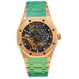 AUDEMARS PIGUET ROYAL OAK SKELETON ROSE GOLD WATCH 15407OR.OO.1220OR.01