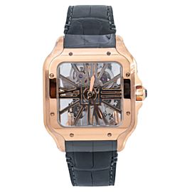 CARTIER SANTOS DE CARTIER ROSE GOLD SKELETON WHSA0018 39.8 MM LEATHER STRAP