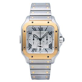 CARTIER SANTOS DE CARTIER STEEL AND GOLD CHRONOGRAPH WATCH W2SA0008 39.8MM