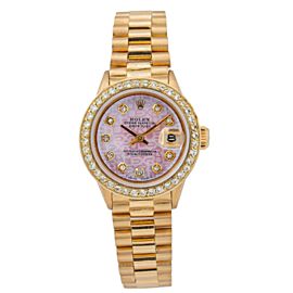 ROLEX DATEJUST LADY PRESIDENT WATCH YELLOW GOLD, DIAMOND BEZEL, PINK DIAL 6517