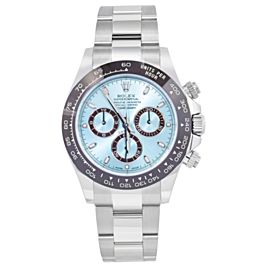 Rolex Platinum Daytona Ice Blue Men's Silver Hour Marker Watch - 116506