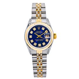 ROLEX LADY-DATEJUST 69173 26MM BLUE DIAMOND DIAL WITH TWO TONE JUBILEE BRACELET