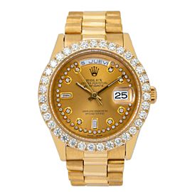 ROLEX DAY-DATE PRESIDENT 18038 36MM CHAMPAGNE DIAMOND DIAL WITH 2.75 CT BEZEL