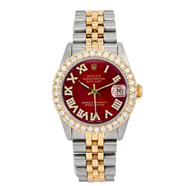 ROLEX LADY-DATEJUST 68273 31MM RED DIAMOND DIAL WITH TWO TONE JUBILEE BRACELET