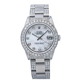 ROLEX DATEJUST WATCH 68240 31MM MOP DIAMOND DIAL WITH 4.75 CT OYSTER BRACELET