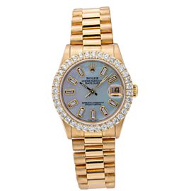 ROLEX DATEJUST YELLOWGOLD PRESIDENT 68278 31MM BLUE DIAMOND DIAL PRESIDENT BAND