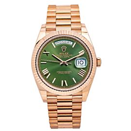 ROLEX DAY DATE 40 WATCH ROSE GOLD GREEN DIAL 228235 BOX AND CARD