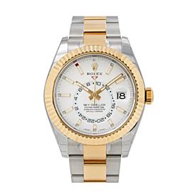 ROLEX SKY DWELLER WATCH 326933 STEEL AND YELLOW GOLD WHITE DIAL BOX AND CARD