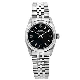 ROLEX OYSTER PERPETUAL WATCH 67480 31MM BLACK DIAL WITH STEEL JUBILEE BRACELET