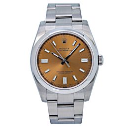 ROLEX OYSTER PERPETUAL NO DATE116000 36MM WHITE GRAPE DIAL WITH STAINLESS STEEL