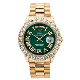 ROLEX DAY-DATE 18038 36MM GREEN DIAMOND DIAL WITH YELLOW GOLD PRESIDENT BRACELET