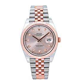 ROLEX DATEJUST 41 WATCH 126331 41MM PINK FACTORY DIAMOND DIAL JUBILEE BRACELET