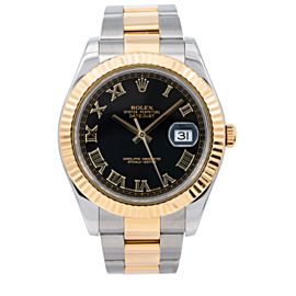 ROLEX DATEJUST II 116333 WATCH 41MM BLACK DIAL TWO TONE OYSTER BRACELET