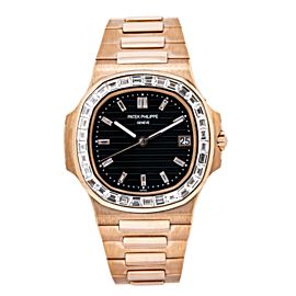 PATEK PHILIPPE NAUTILUS 5711 40MM DIAMOND DIAL BAGUETTE DIAMOND BEZEL ROSE GOLD