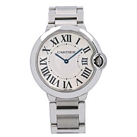 CARTIER BALLON BLEU WATCH W69011Z4 36MM SILVER DIAL STAINLESS STEEL