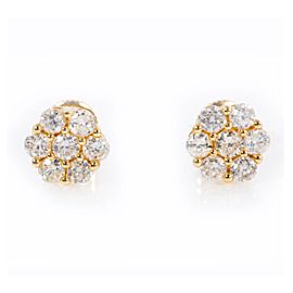 14K YELLOW GOLD UNISEX DIAMOND EARRING STUD WITH 0.79 CT ROUND DIAMOND