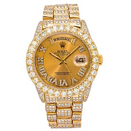 ROLEX DAY DATE PRESIDENT 36MM WATCH 18038 YELLOW GOLD WITH DIAMONDS