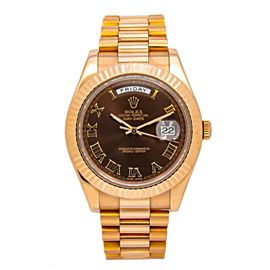 ROLEX DAY DATE II PRESIDENT WATCH ROSE GOLD 41MM 218235 CHOCOLATE DIAL