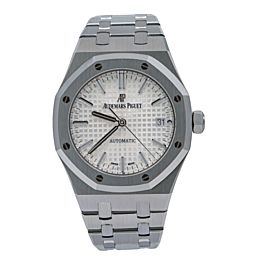 AUDEMARS PIGUET ROYAL OAK WHITE DIAL WATCH STEEL 37MM 15450ST.OO.1256ST.01